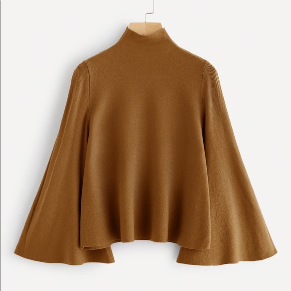 🆕mustard high neck wide sleeve knit top - Picture 3 of 8